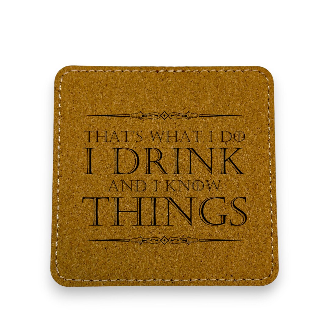 Coaster - Thats what i do - SET OF 2 - Leather or Stitched Cork Coaster - Thats what i do - SET OF 2 - Leather or Stitched Cork